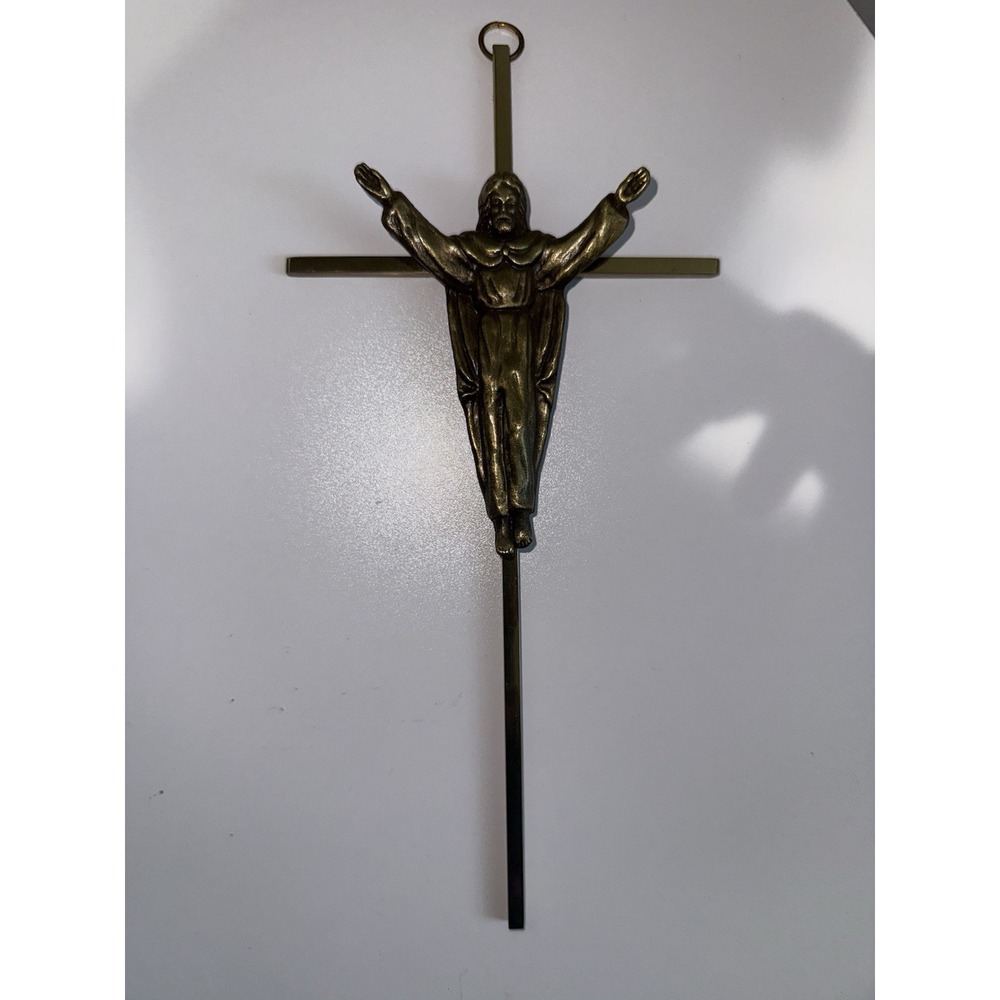 Vintage Cross‎ MCM Brass Crucifix Cross Resurrection